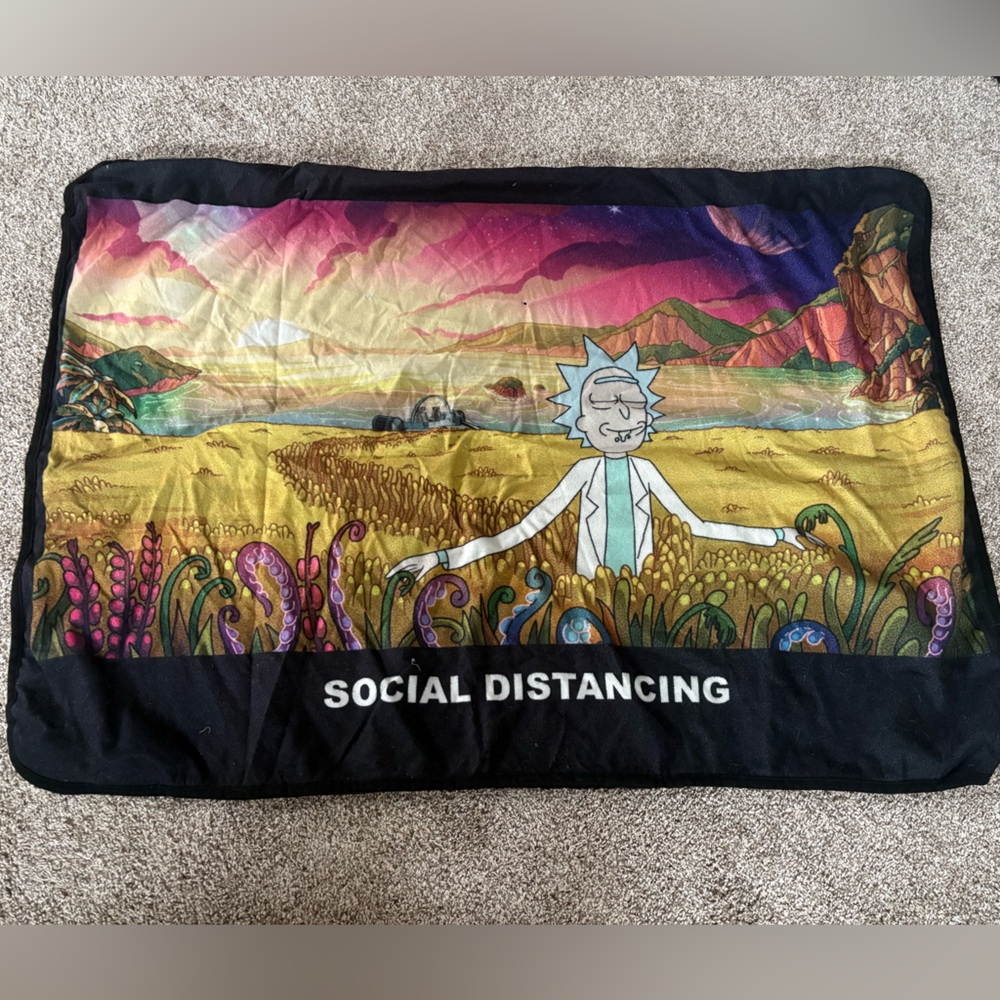 Rick & Morty Black Sherpa Throw Blanket